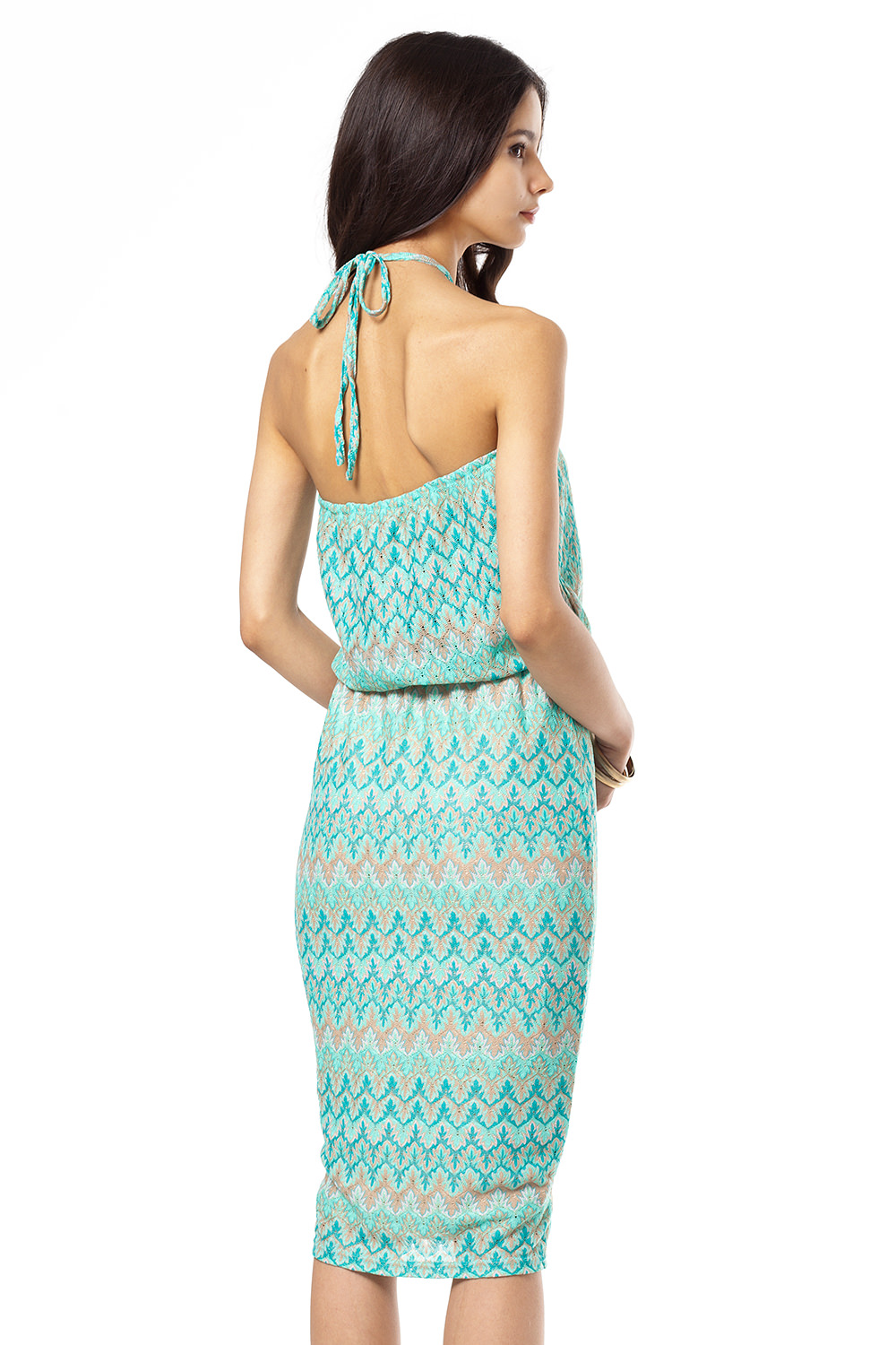 Фото товара 9013, летнее платье с подкладом и лямочками через шею